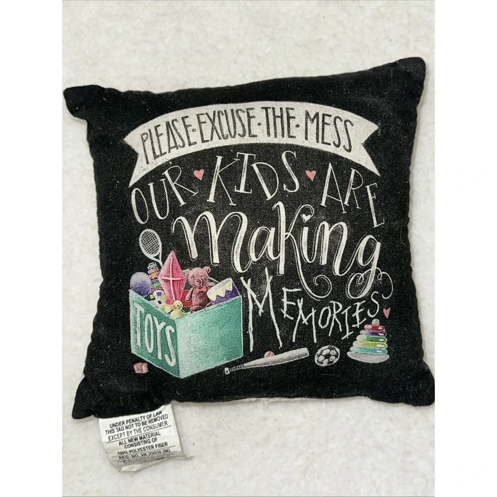 Primitives by Kathy Making Memories Kids Toy Box Accent Pillow Black 10x10 29916